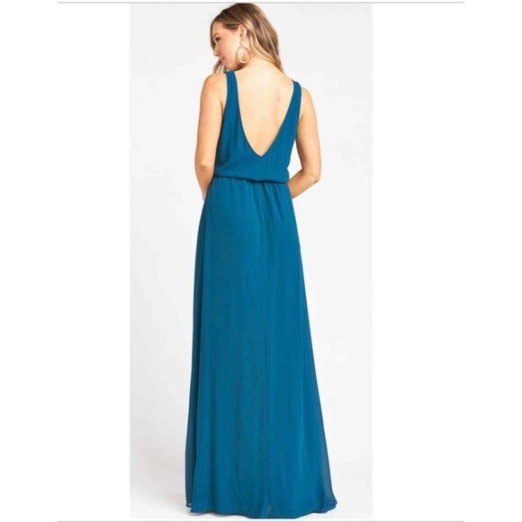 Show Me Your Mumu Kendall Maxi Dress Deep Jade Chiffon Bridesmaid‎ Small S - Picture 1 of 10